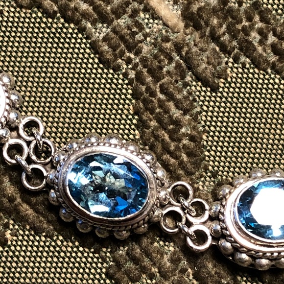 Sterling Silver Blue Topaz Bracelet - Picture 6 of 7